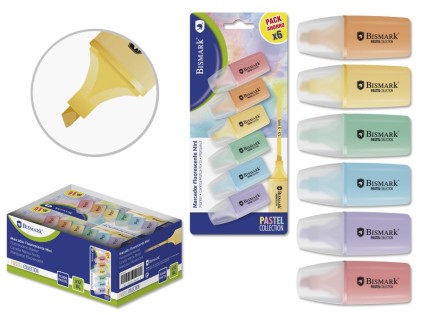 Bismark 328171 evidenziatore 6 pz Punta smussata Blu, Verde, Arancione, Rosa, Viola, Giallo