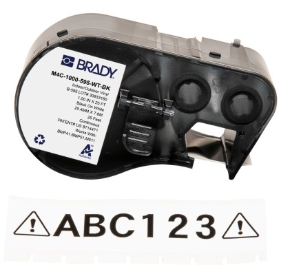 Brady M4C-1000-595-WT-BK etichetta per stampante Nero, Bianco Etichetta per stampante autoadesiva