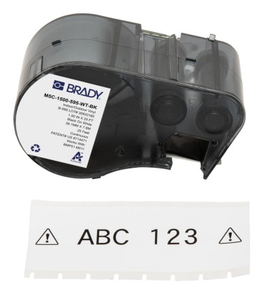 Brady M5C-1500-595-WT-BK etichetta per stampante Nero, Bianco Etichetta per stampante autoadesiva