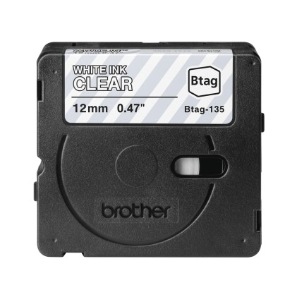 ORIGINALE Brother Nastro Bianco su trasparente Btag-135 Btag-135