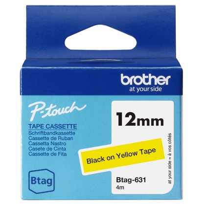 ORIGINALE Brother Nastro Nero su giallo Btag-631 Btag-631