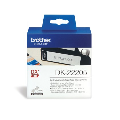 ORIGINALE Brother Etichette Nero su bianco DK-22205 etichetta a lunghezza continua, 62mm bianco 30,48m