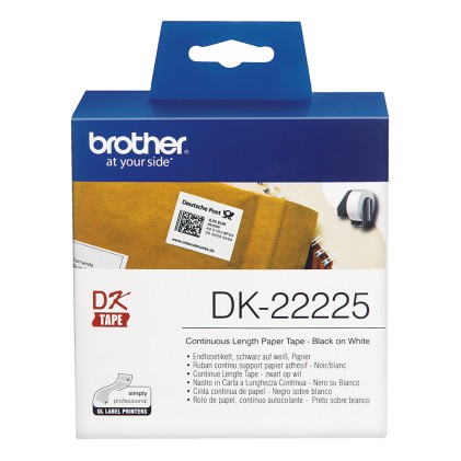 ORIGINALE Brother Etichette Nero su bianco DK-22225 etichetta a lunghezza continua, 38mm x 30,48m