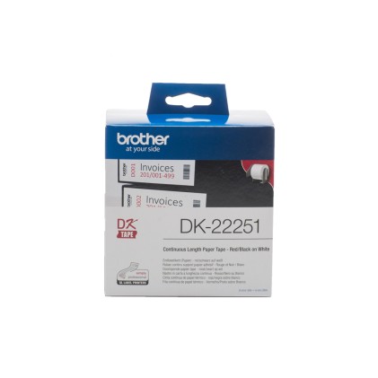 Brother Dk-22251 Carta A Modulo Continuo Etichette 1 Rotolo Nero/Rosso Su Bianco