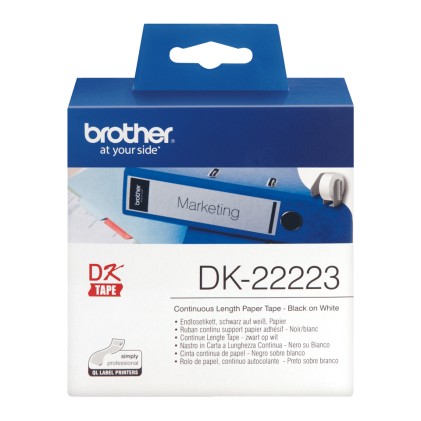 Brother Dk-22223 Nastro Nero Su Bianco, 50Mm. Nastro Lungo 30,48 Mt