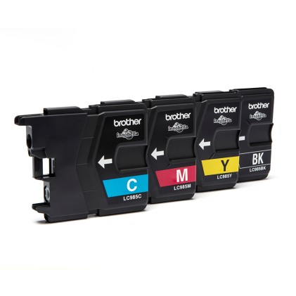 ORIGINALE Brother Multipack nero / ciano / magenta / giallo LC-985 LC985VALBPDR 4 cartucce d'inchiostro LC-985: Bk+C+M+Y