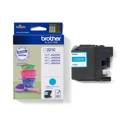 ORIGINALE Brother Cartuccia d'inchiostro ciano LC221C LC-221 260 pagine 3,9ml