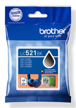 ORIGINALE Brother Cartuccia d&#39;inchiostro nero LC521BK LC-521BK 500 pagine