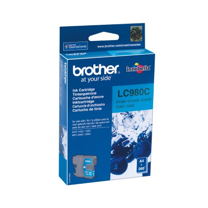 ORIGINALE Brother Cartuccia d&#39;inchiostro ciano LC980C LC-980 260 pagine