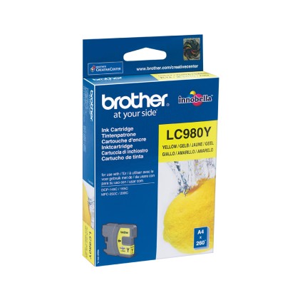 ORIGINALE Brother Cartuccia d&#39;inchiostro giallo LC980Y LC-980 260 pagine