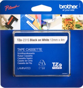 BROTHER TZE231S2 black/white 12mm 4m retail pack