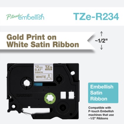 BROTHER TZe-R234 textile tape gold/white 12mm/4m