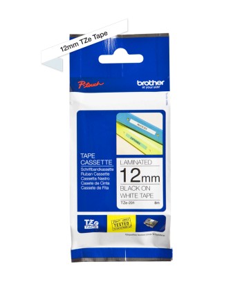 ORIGINALE Brother Nastro Nero su bianco TZe-231 TZ-231 12 mm x 8 m, laminato