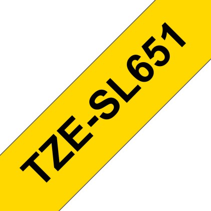 ORIGINALE Brother Nastro Nero su giallo TZe-SL651 Nastro per etichette nero su giallo con pellicola aggiuntiva laminata Brother TZe-SL651 &ndash; 24 mm di larghezza