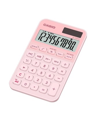 Calcolatrice tascabile Casio SL-310YC con display LCD a 10 cifre - Calcolatrice fiscale - Alimentazione solare e a batteria - Compatta e leggera - Rosa chiaro