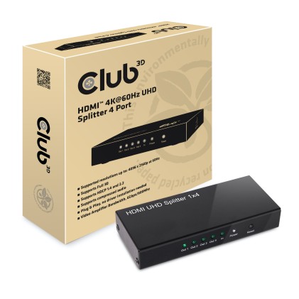 Club3D Hdmi 4K60Hz 2.0 Uhd Splitter 4 Ports