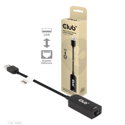 Club3D Adattatore Usb 3.2 Gen1 Type A To Rj45 2.5Gbps