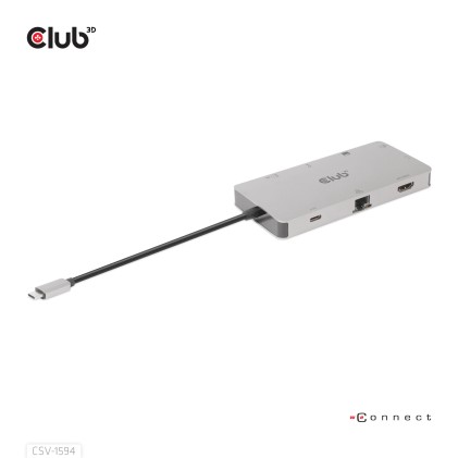 Club3D Hub Usb Gen1 Type-C 9-In-1, Hdmi, Vga, 2X Usb Gen1 Type-A, Rj45, Sd/Micro Sd, Usb Gen1 Type-C
