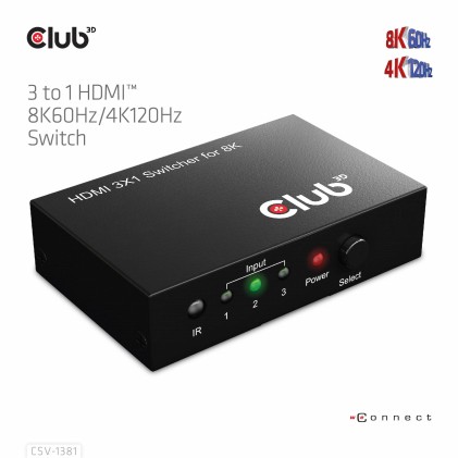 Club 3D Switch 3 To 1 Hdmit 8K60Hz