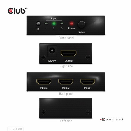 Club 3D Switch 3 To 1 Hdmit 8K60Hz