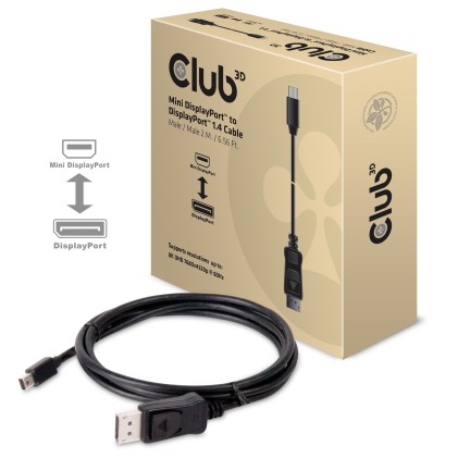 Club3D Mini Displayport To Displayport 1.4 Hbr3 Cable Male/Male 2 M/6.56 Ft