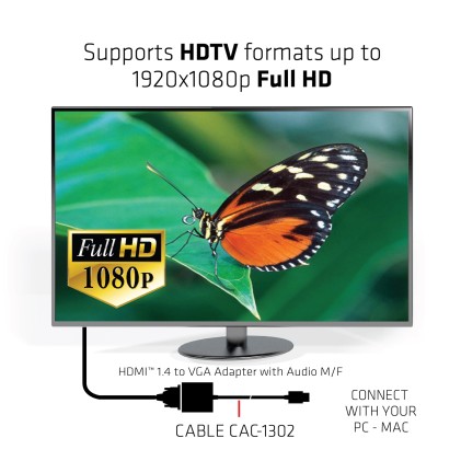 Club3D Hdmi 1.4 To Vga Active Adapter With Audio M/F