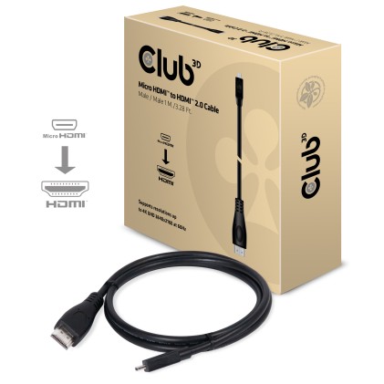 Club3D Cavo Micro Hdmi To Hdmi 2.0 4K60Hz, Male/Male 1M/3.28Ft