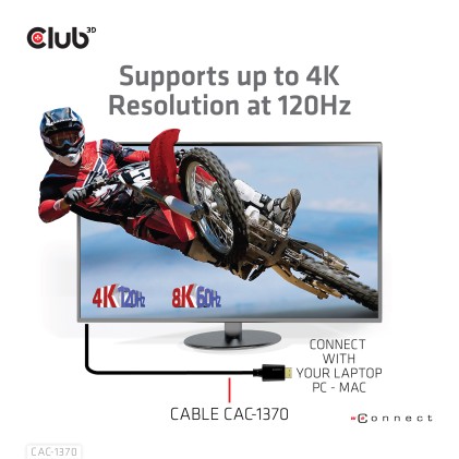 Club3D Hdmi 2.1 Male To Hdmi 2.1 Male Ultra High Speed 10K 120Hz  1M.5/ 4.928Ft