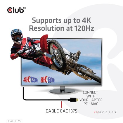 Club3D Hdmi 2.1 Male To Hdmi 2.1 Male Ultra High Speed 4K 120Hz 8K60Hz 5M/ 16.4Ft