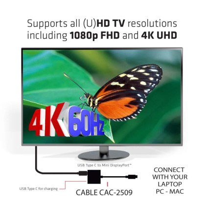 Club3D Adattatore Usb 3.1 Type C To Mdp 1.2+ Pd 60 W