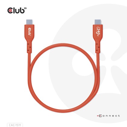 Club 3D Cavo Usb2 Type-C Bi-Directional Usb-If Certified Cable Data 480Mb Pd 240W(48V/5A) Epr M/M 1M
