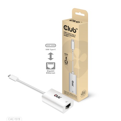 Club3D Usb Type C 3.1 Gen 1 Gen 1  Male  To 1Gb Ethernet Female Active Adapter