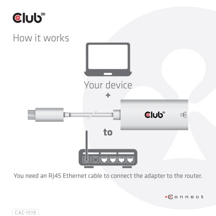 Club3D Usb Type C 3.1 Gen 1 Gen 1  Male  To 1Gb Ethernet Female Active Adapter