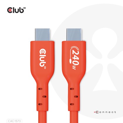 Club3D Usb2 Type-C Bi-Directional Cable, Data 480Mb, Pd 240W(48V/5A) Epr M/M 2M/6.56Ft