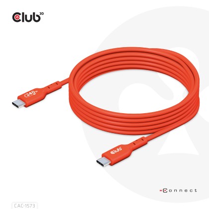 Club3D Usb2 Type-C Bi-Directional Cable, Data 480Mb, Pd 240W(48V/5A) Epr M/M 2M/6.56Ft