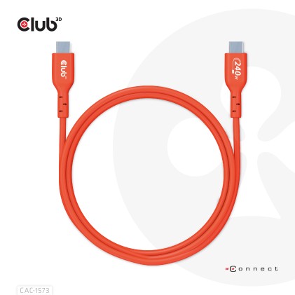 Club3D Usb2 Type-C Bi-Directional Cable, Data 480Mb, Pd 240W(48V/5A) Epr M/M 2M/6.56Ft