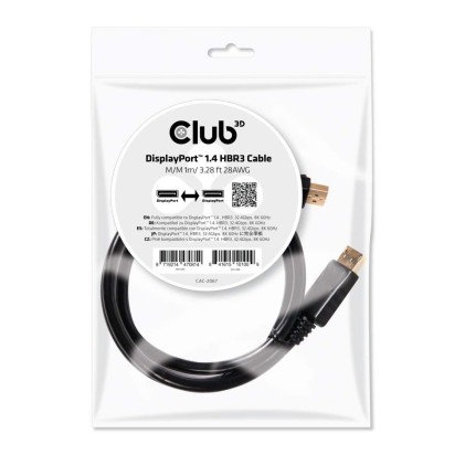Club3D Displayport 1.4 Hbr3 Cable Male / Male 1M/3.28Ft.