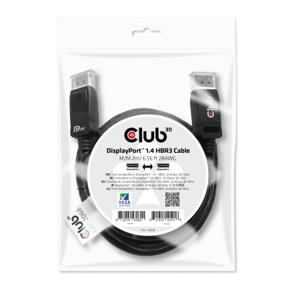Club3D Displayport 1.4 Hbr3 Cable Male / Male 2 M/6.56Ft