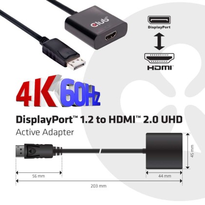 Club3D Adattatore Dp-Hdmi 2.0 4K 60Hz