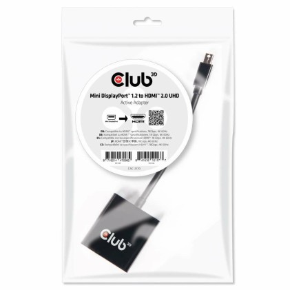 Club3D Adattatore Mini Displayport 1.2 Male To Hdmi 2.0 Female 4K 60Hz Uhd/3D Active