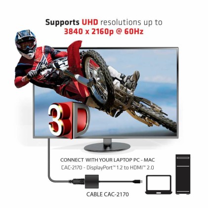 Club3D Adattatore Mini Displayport 1.2 Male To Hdmi 2.0 Female 4K 60Hz Uhd/3D Active
