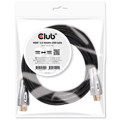 Club3D Cavo Hdmi 2.0 Male To Hdmi 2.0 Male High Speed 4K60Hz Uhd - 5M/16,4Ft