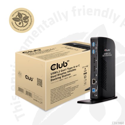 Club3D Docking Station Input Usb 3.0 B Male Dc 5V Fem Output Displayport Usb A 3.0 Gigabit Ethernet Port 3.5Mm Audio Jack 2.1 3.5Mm Mic Jack