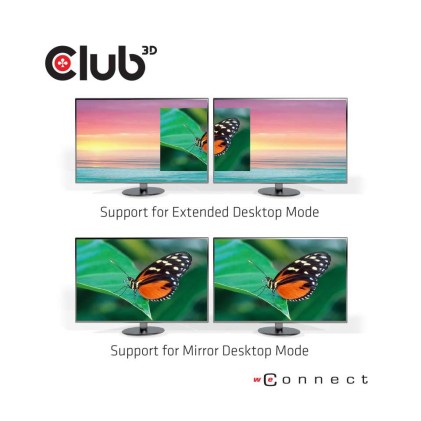 Club3D Splitter Usb Type A 3.1 Gen 1 To Dp 1.2 Dual Monitor Support 4K@60Hz