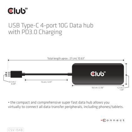 Club3D Hub Usb Gen2 Type-C A 4X Usb Type-C 10Gbps