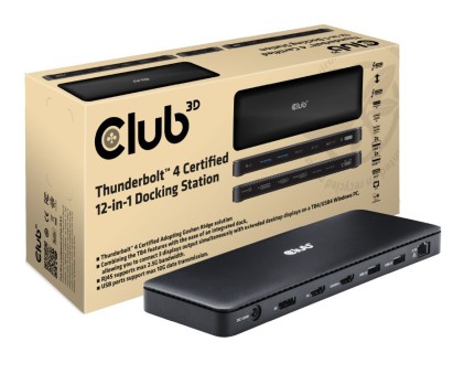 Club3D Docking Station 12-In-1 Certificata Thunderbolt 4 Con 2Xhdmi 1Xdp E Ethernet 2.5Gb