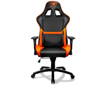 Cougar Armor Gaming Chair In Pelle Pvc, Schienale Regolabile, Base In Acciaio, Fino A 120Kg, Nero/Arancione