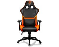 Cougar Armor Gaming Chair In Pelle Pvc, Schienale Regolabile, Base In Acciaio, Fino A 120Kg, Nero/Arancione