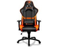 Cougar Armor Gaming Chair In Pelle Pvc, Schienale Regolabile, Base In Acciaio, Fino A 120Kg, Nero/Arancione