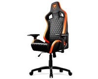 Cougar Armor S Gaming Chair In Pelle Pvc, Pattern A Forma Di Diamante, Schienale E Braccioli Regolabili, Supporto Lombare, Base In Acciaio, Fino A 120Kg, Nero